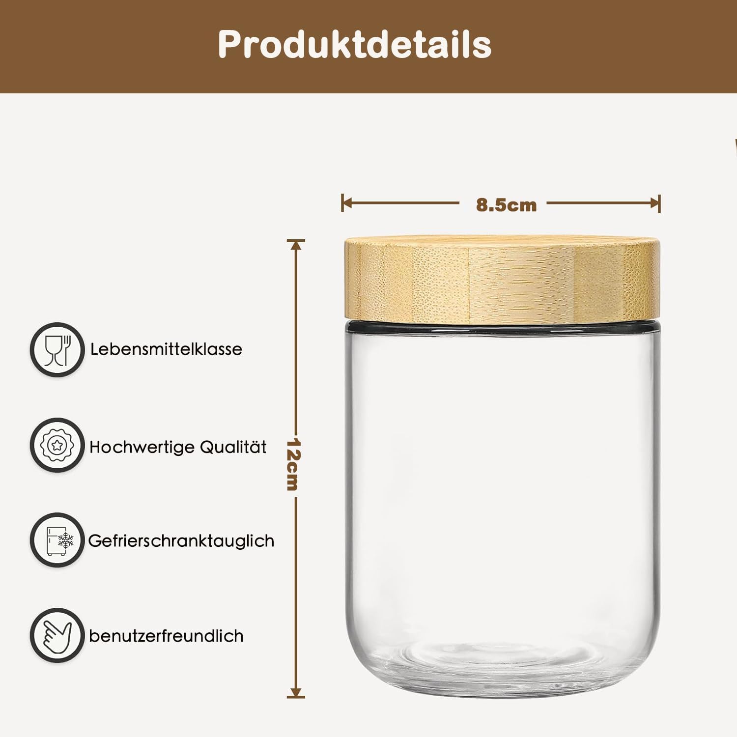 2 Stück 500 ml Mehrzweck-Einmachgläser mit Schraubdeckel, Meal-Prep-Gläser für Overnight Oats, luftdichte Gläser zum Aufbewahren, Marinieren und Vorbereiten von Mahlzeiten, Mehrzweck-Einmachglas – Bild 2