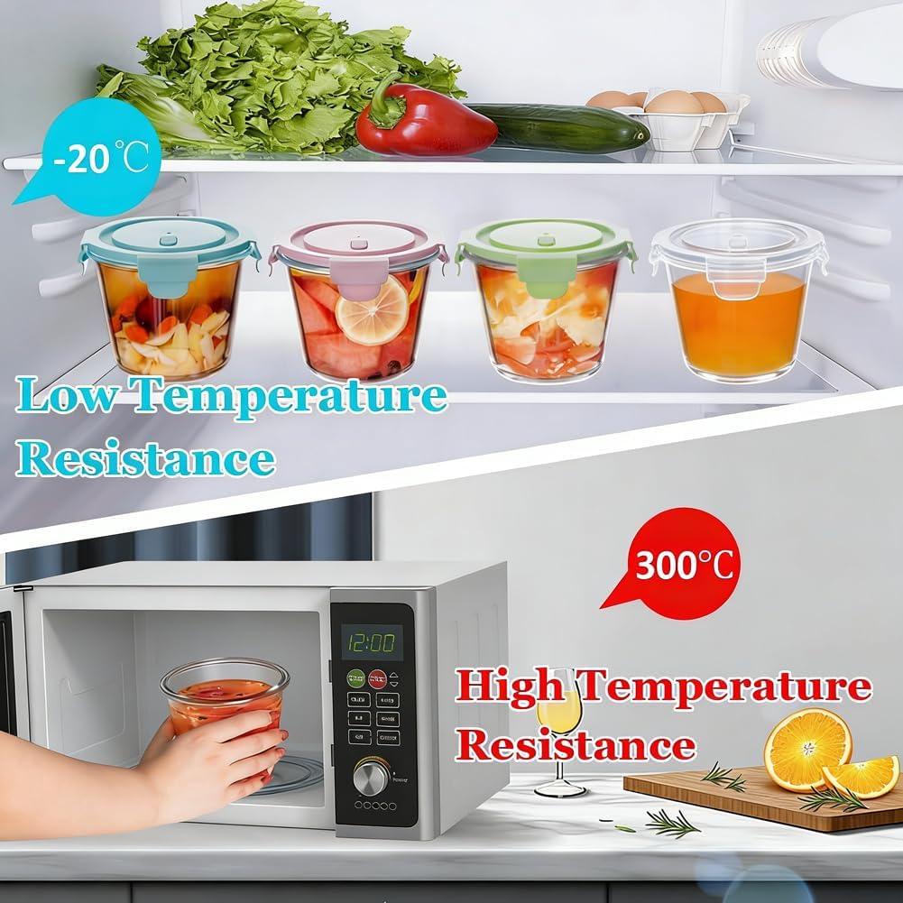 710 ml Glasbehälter mit Deckel, 4 Meal-Prep-Boxen aus Glas, Glasschüssel mit Deckel, Meal-Prep-Gläser, Glas-Suppenbehälter, spülmaschinenfest, mikrowellen- und gefriergeeignet, BPA-frei – Bild 5