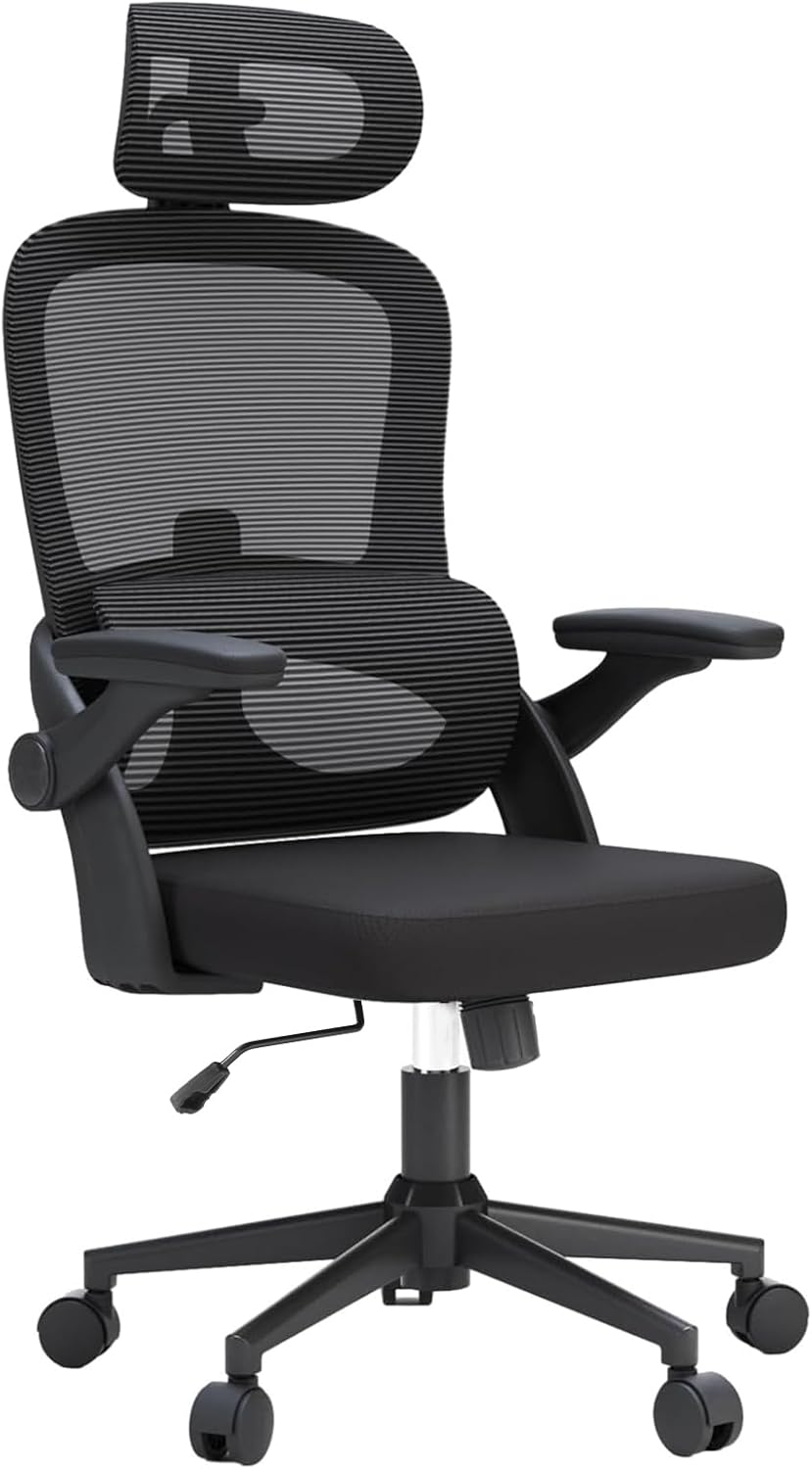 SIHOO M102C Ergonomischer Bürostuhl aus Netzstoff, Schreibtischstuhl mit hoher Rückenlehne, 3D-Armlehnen, Auf- und Ab-Lendenwirbelstütze, drehbarer Computer-Arbeitsstuhl, Schwarz
