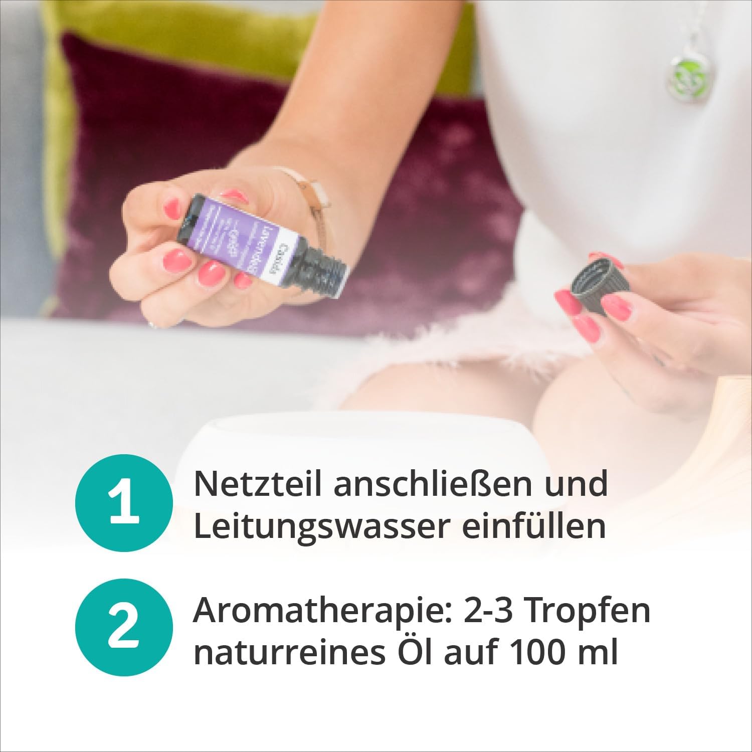 Aromadiffusor im Holzdesign mit weißem Aromadiffusor für ätherische Öle mit LED-Licht 3-in-1: Ultraschalldiffusor, Luftbefeuchter und Nachtlicht 400 ml aus der Apotheke – Bild 3