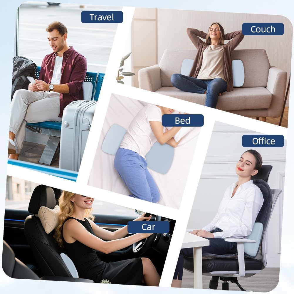 HOTUT Lendenwirbelstützkissen, orthopädisches Memory-Schaum-Lendenkissen, Lendenkissen zum Schlafen für Bett, Sofa, Stuhl, Auto und Bürostuhl (Hellblau) – Bild 7