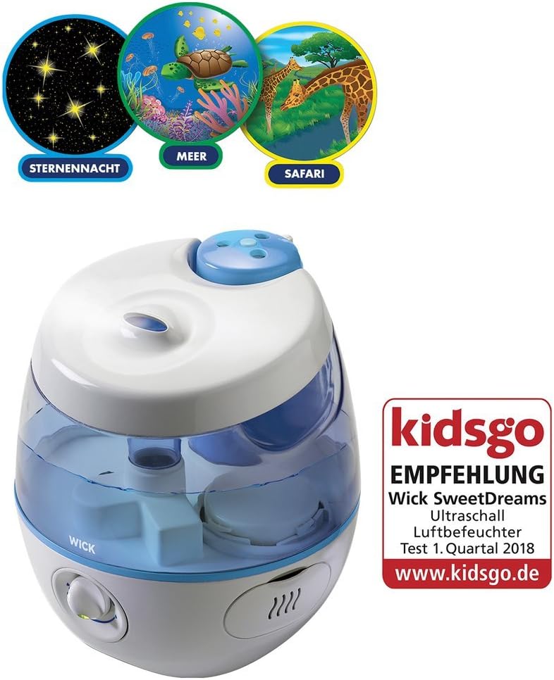 Wick SweetDreams Kaltluftbefeuchter mit Lichtprojektion – für Kinderzimmer und Babyzimmer – für Räume bis 35 m² – Pad mit ätherischen Ölen inklusive – leise Ultraschall-Technologie – WUL575 – Bild 2