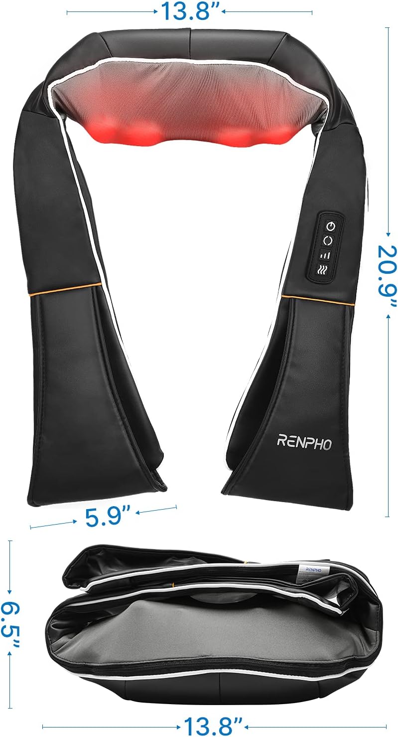 RENPHO Nackenmassagegerät mit Wärme, Schultermassagegerät, elektrisches Shiatsu-Massagegerät für Nacken und Rücken, 3D-Rotationsmassage, einstellbare Geschwindigkeiten – Bild 8
