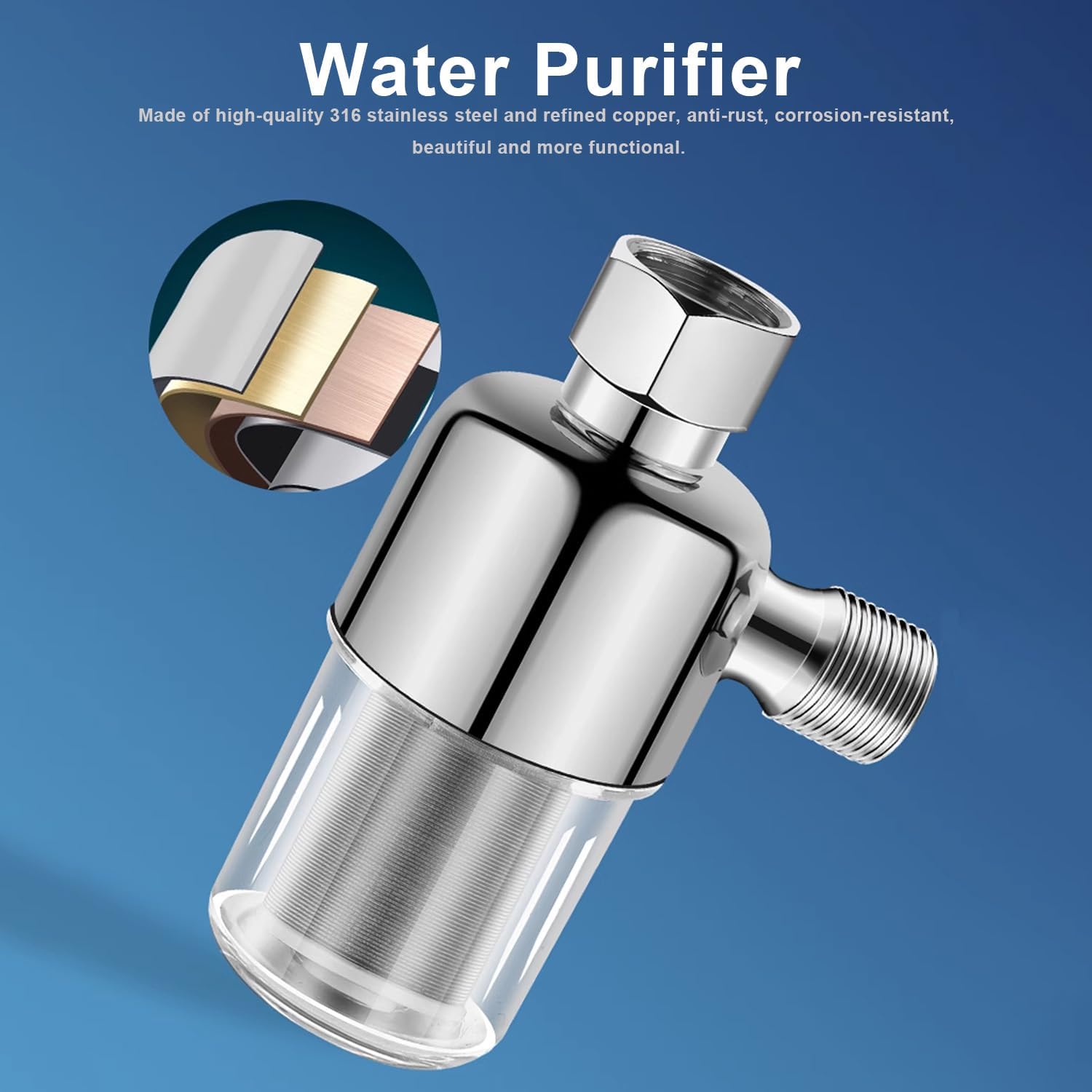 Wasserfilter Dusche, JANDH Wassersystem-Vorfilter, wiederverwendbarer Filter, mit 1/2 Zoll Innen- und Außengewinde, filtert effektiv Verunreinigungen im Wasser, geeignet für Warmwasserbereiter – Bild 3