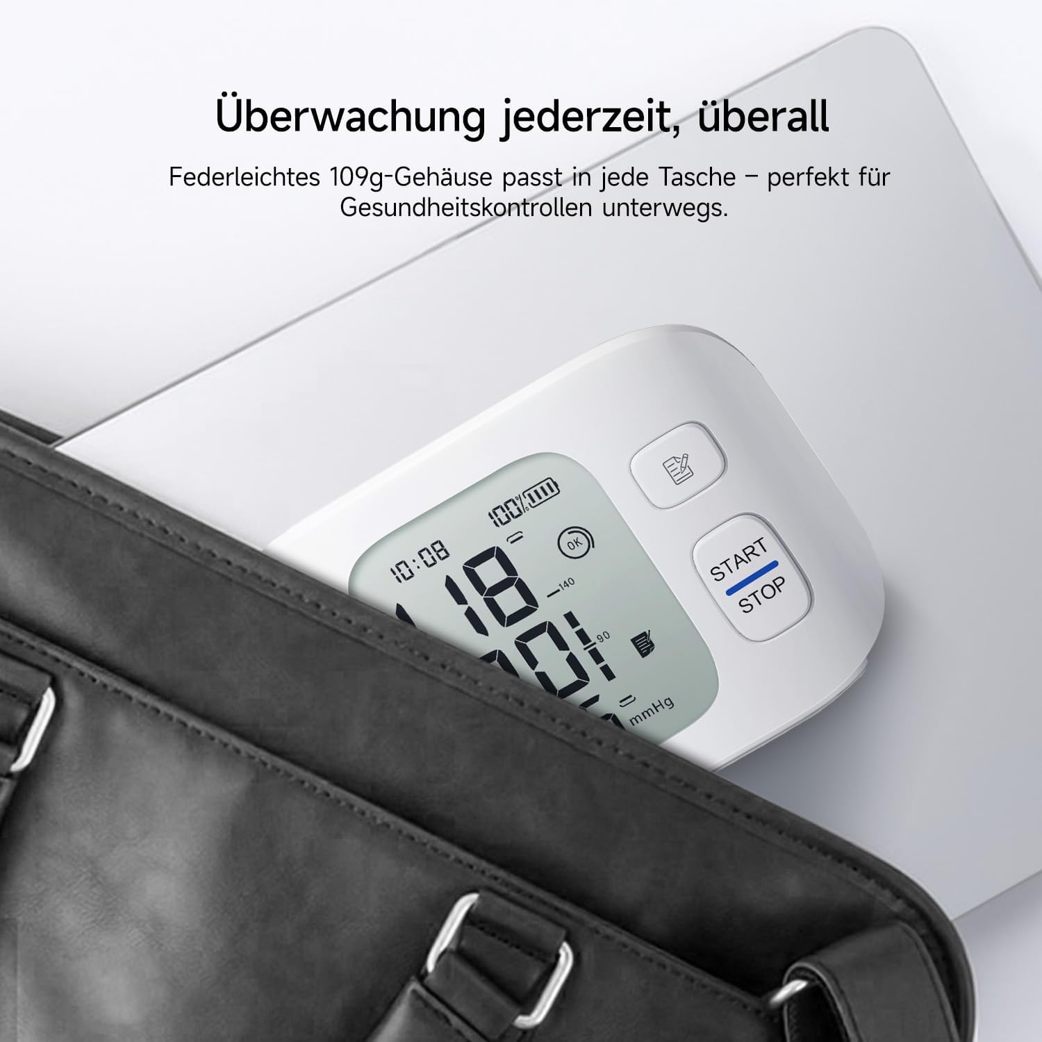yuwell Wiederaufladbares Handgelenk-Blutdruckmessgerät für den Heimgebrauch, große Blutdruckmanschette, Blutdruckmessgerät mit unregelmäßigem Herzschlag, inklusive Reiseetui und USB-Kabel (YE8800CR) – Bild 5