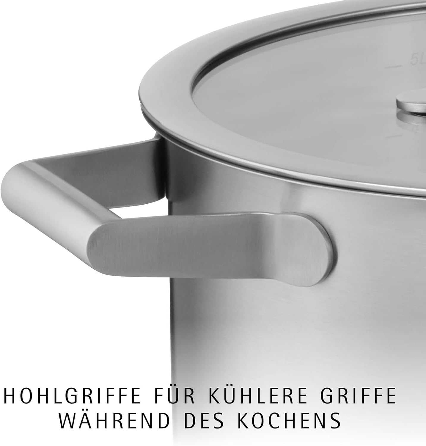WMF Comfort Line 5-teiliges Induktions-Topfset mit Glasdeckel, Cromargan-Edelstahl matt, Skala, Induktions-Topfset, stapelbar, unbeschichtet – Bild 5