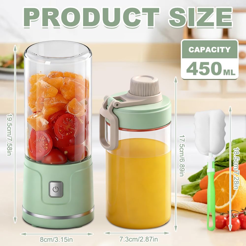 Tragbarer Mixer Smoothie Maker To Go, SGZIOO 450 ml tragbarer Mixer, 38 Klingen, kleiner Mixer für Shakes und Smoothie, wiederaufladbarer Mini-Standmixer Sport, Reisen, Outdoor – Bild 2