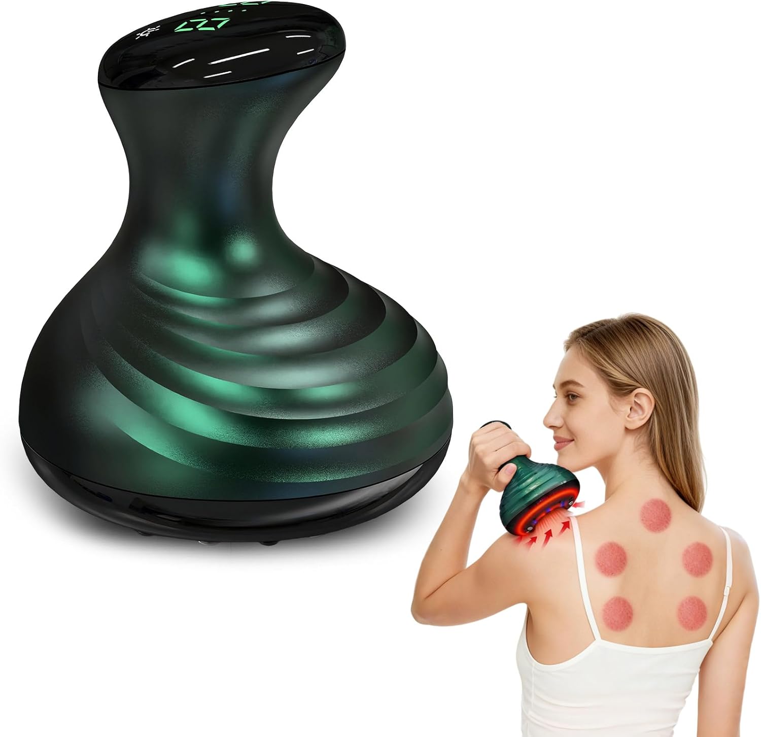 Elektrisches Schröpfmassagegerät mit 9 Stufen, Vakuummassagegerät mit Wärmefunktion und Rotlicht, tragbares Massagegerät für Rücken, Bauch, Arme, Beine, Entspannung und Wohlbefinden zu Hause