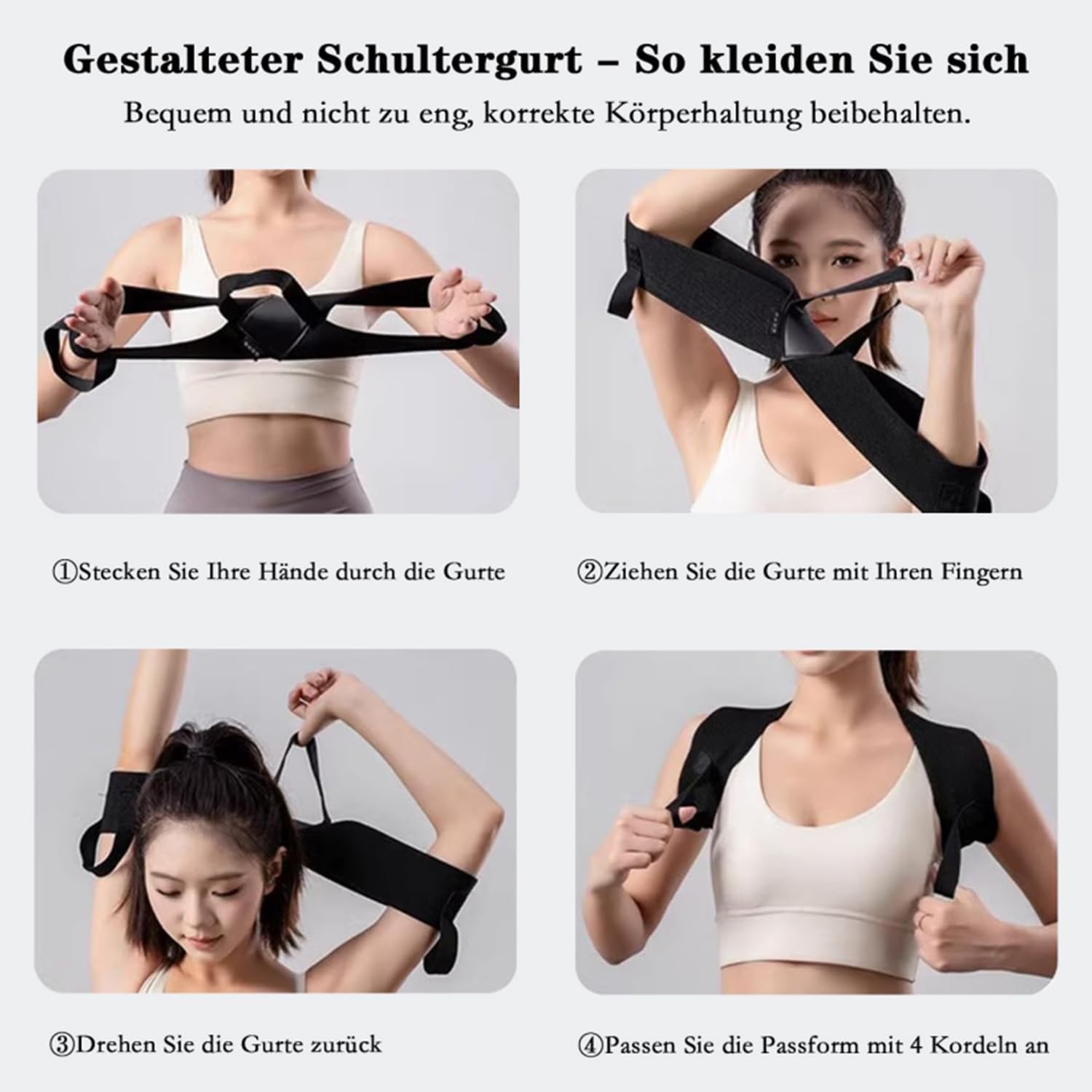 Haltungskorrektur Rücken, Rückenglätter, Schultergurt Haltungskorrektur, Rückenstützgürtel, Rückenstütze, Haltungstrainer, Rückenstabilisator für Damen und Herren, S – Bild 4