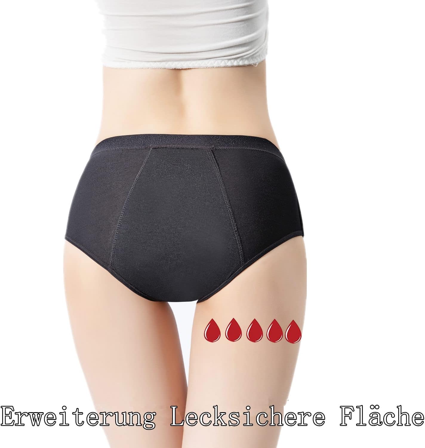 Periodenunterwäsche für starke Blutungen, Damen, 30 ml, Absorption, auslaufsicher, Slips mit Wärmegürtel – Bild 6