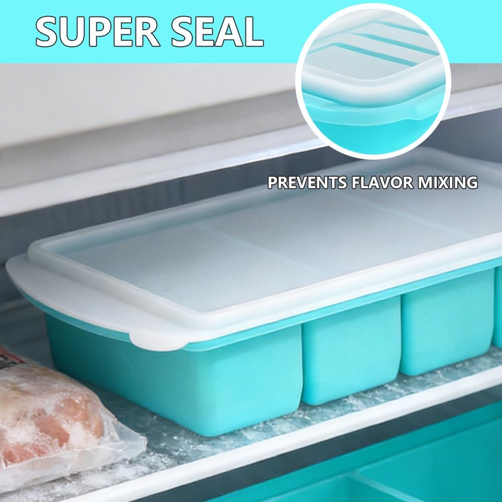 Silikon-Gefriertablett, 2 Stück, Silikon-Gefriertablett, stapelbar, 1 Tasse/250 ml Suppen-Gefrierbehälter, SilikoN mit 4 Fächern, Suppen-Gefrier-Eiswürfelform mit Deckel, für die Zubereitung von Mahlzeiten – Bild 3