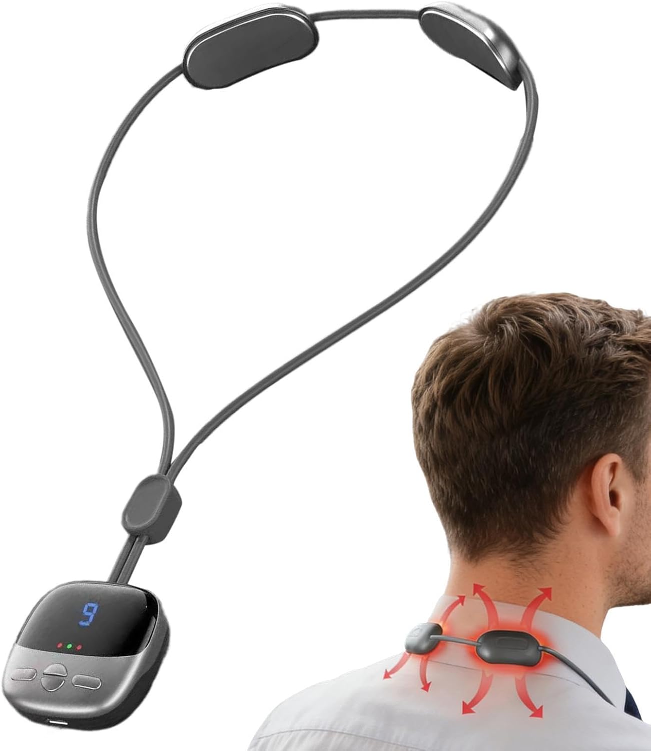 Elektrisches Nackenmassagegerät - Entspannungsgerät für Heizung 5,5 cm - Drei-Modi Impulsinstrument | Tiefenmuskeleinheit für die Nackenmassage – Bild 8