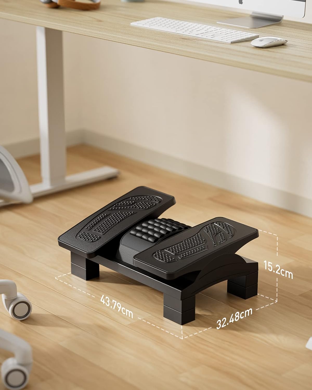HUANUO Fußstützen-Schreibtisch, verstellbare ergonomische Fußstütze mit Massagestruktur und Rolle, für unter dem Schreibtisch bei der Arbeit oder als Fußhocker zum Spielen im Büro – Bild 7