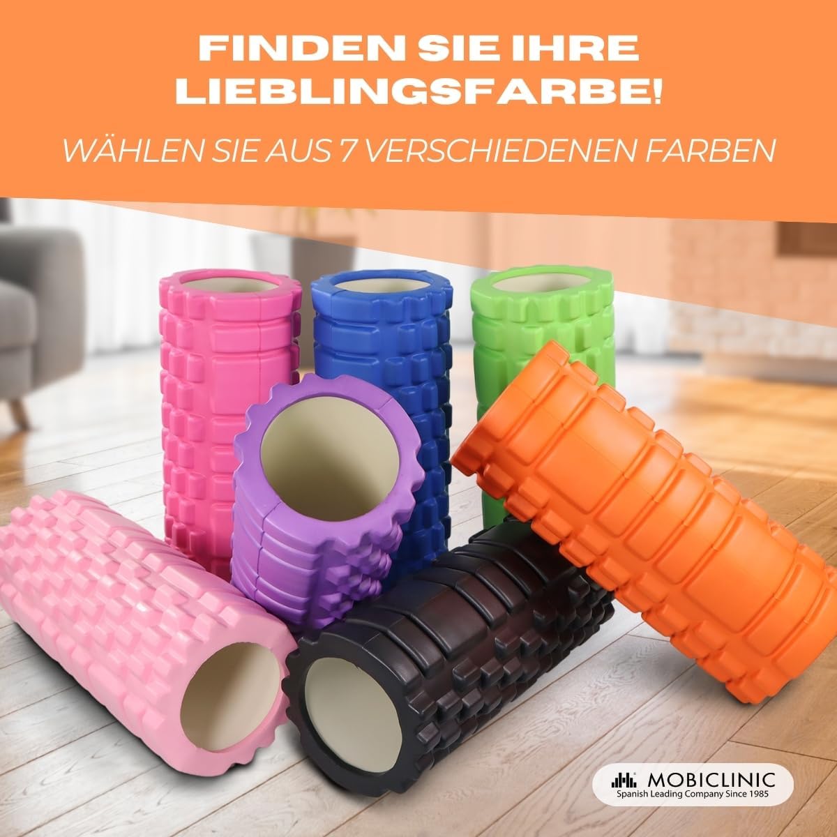 Mobiclinic Fitness, Faszienrolle, Fitroller, Schaumstoff und EVA, 14 x 33 cm, Pilates, Yoga, Dehnübungen, tragbar, multifunktional, europäische Marke, für den gesamten Körper, 3 Intensitätsstufen – Bild 8