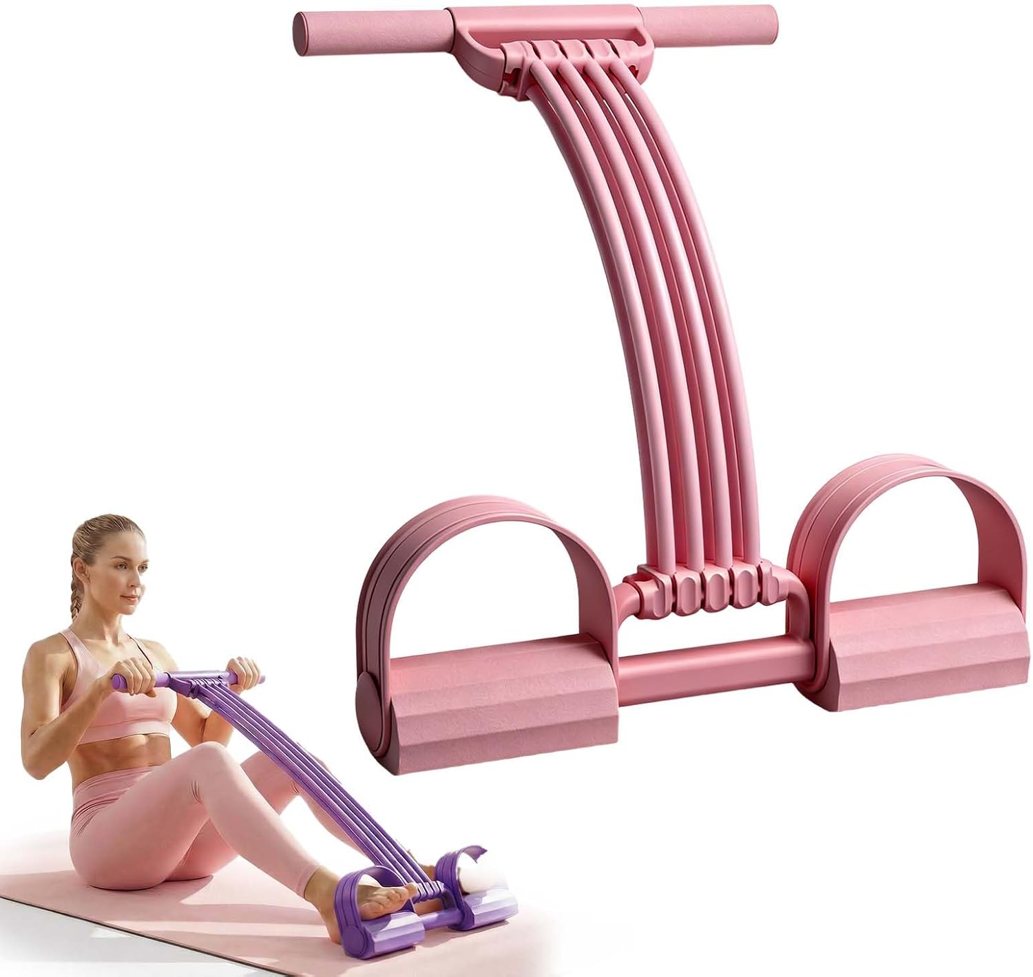 Widerstandsbänder mit Griff, 3-in-1 Multifunktions-Expander, Fitnessbänder Fußzugband 8 Röhren Resistance Bands, Ganzkörpertrainer für elastisches Zugseil Beintrainer für Yoga Fitness