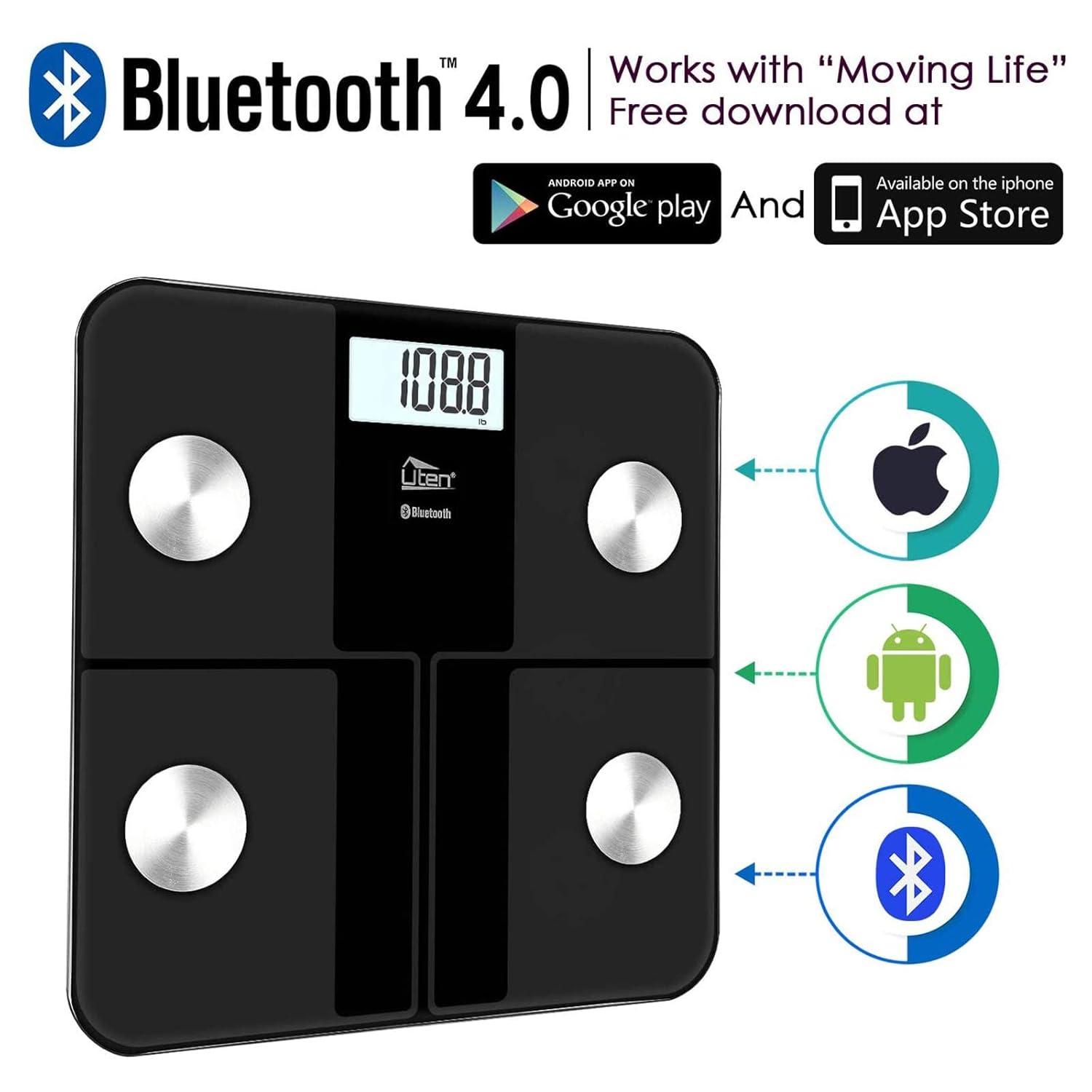 Digitale Personenwaage Körperfettwaage Uten Bluetooth Körperwaage Digitale Körperanalysewaage mit App Körperanalysegerät Gewichtswaage 180 kg 400 lb – Bild 7