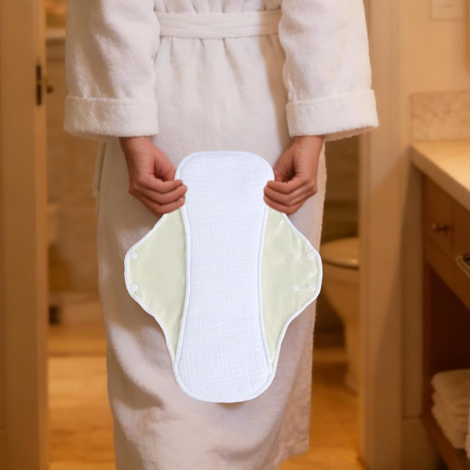 Strapazierfähige Menstruationseinlage aus Stoff, weiche, atmungsaktive Damenbinde, auslaufsicheres Design mit mehrschichtigem Saugkern, hochwertiges Baumwollmaterial, bequeme Passform, Hygieneprodukt für – Bild 3