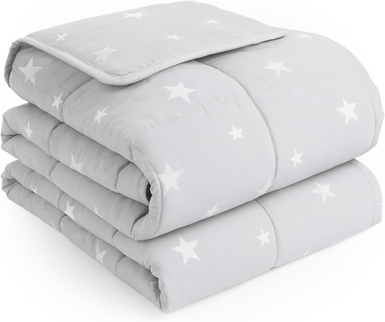 DREAMSCENE Gewichtsdecke 3 kg, Stern, schwere Decke 100 x 150 cm, 3 kg (6,6 lb), silbergraue Gewichtsdecke – nur für Kinder ab 3 Jahren geeignet