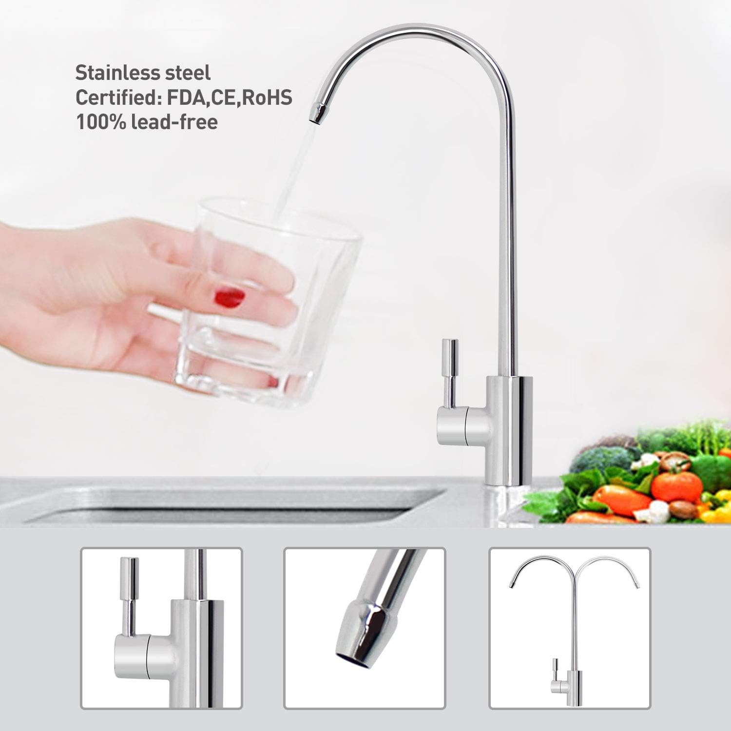 RO-150 6-stufiges Umkehrosmosesystem mit alkalischem pH + Filter | 150 GPD High Flow | Bleifreier Wasserhahn und lebensmittelechte Materialien | Für Küche, Haushalt und reines Trinkwasser – Bild 4