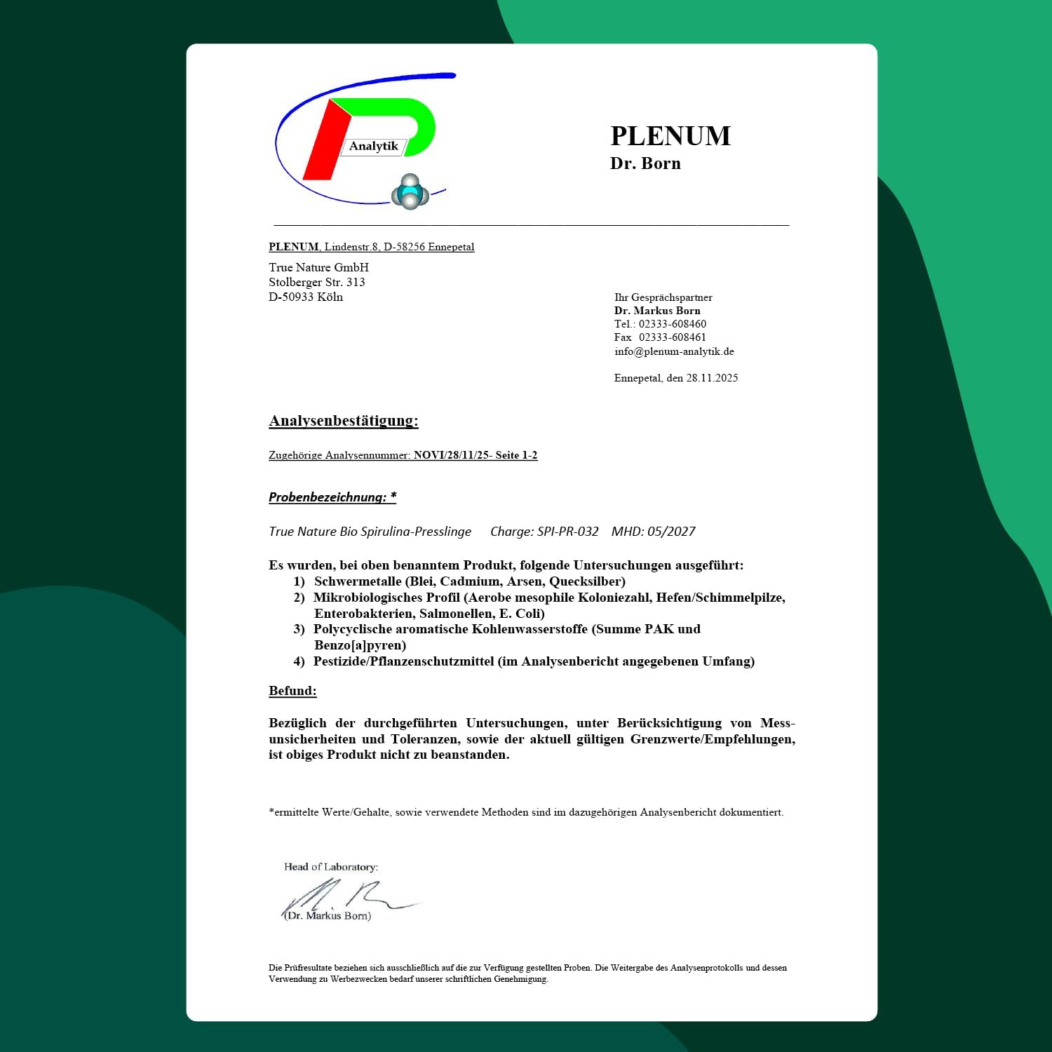 True Nature® Premium Bio-Spirulina-Pellets (500 mg x 600 Stück) – 100 % reine Bio-Spirulina-Algen – vegan, mehrfach im Labor getestet und hergestellt in Deutschland – Bild 7