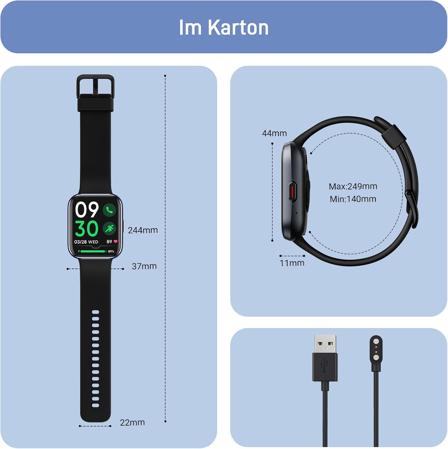 Tensky Smartwatch Herren Damen, 1,85'' Fitnessuhr 3ATM wasserdicht, integrierte Alexa, Herzfrequenz SpO2 Schlafmonitor 110+ Sportmodi Fitness Tracker kompatibel mit iPhone/Samsung/Android – Bild 7