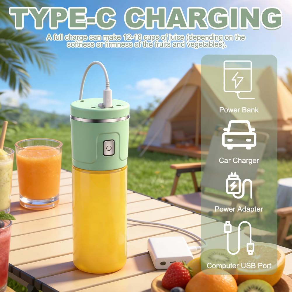 Tragbarer Mixer Smoothie Maker To Go, SGZIOO 450 ml tragbarer Mixer, 38 Klingen, kleiner Mixer für Shakes und Smoothie, wiederaufladbarer Mini-Standmixer Sport, Reisen, Outdoor – Bild 8