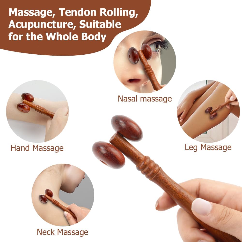 ACWOO Holz Faszienrolle, Holz Faszienrolle 2 Stück Massagerollen, Anti Cellulite Massagegerät, Massagerolle für Muskelentspannung, Körperformung, Gua Sha Massage – Bild 3