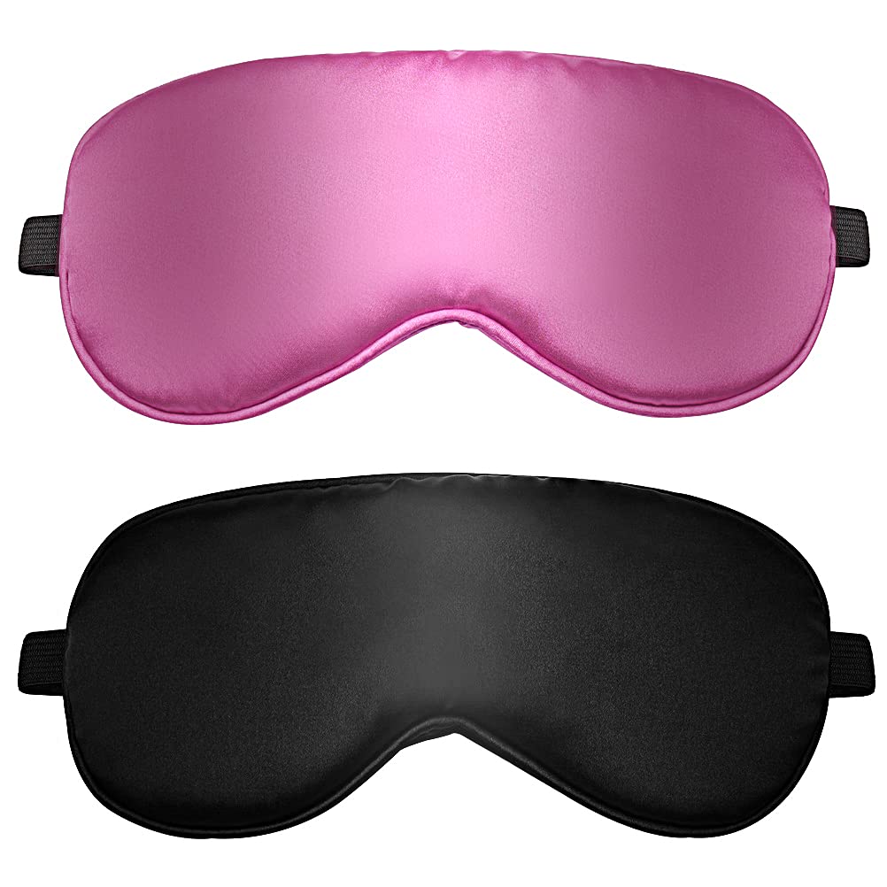 2 Stück Schlafmasken für Männer und Frauen, Seiden-Augenmaske, Seitenschläfer, lichtblockierende Schlafmaske mit verstellbarem Gummiband für Männer, Frauen und Kinder, Reisen, Nickerchen im Flugzeug
