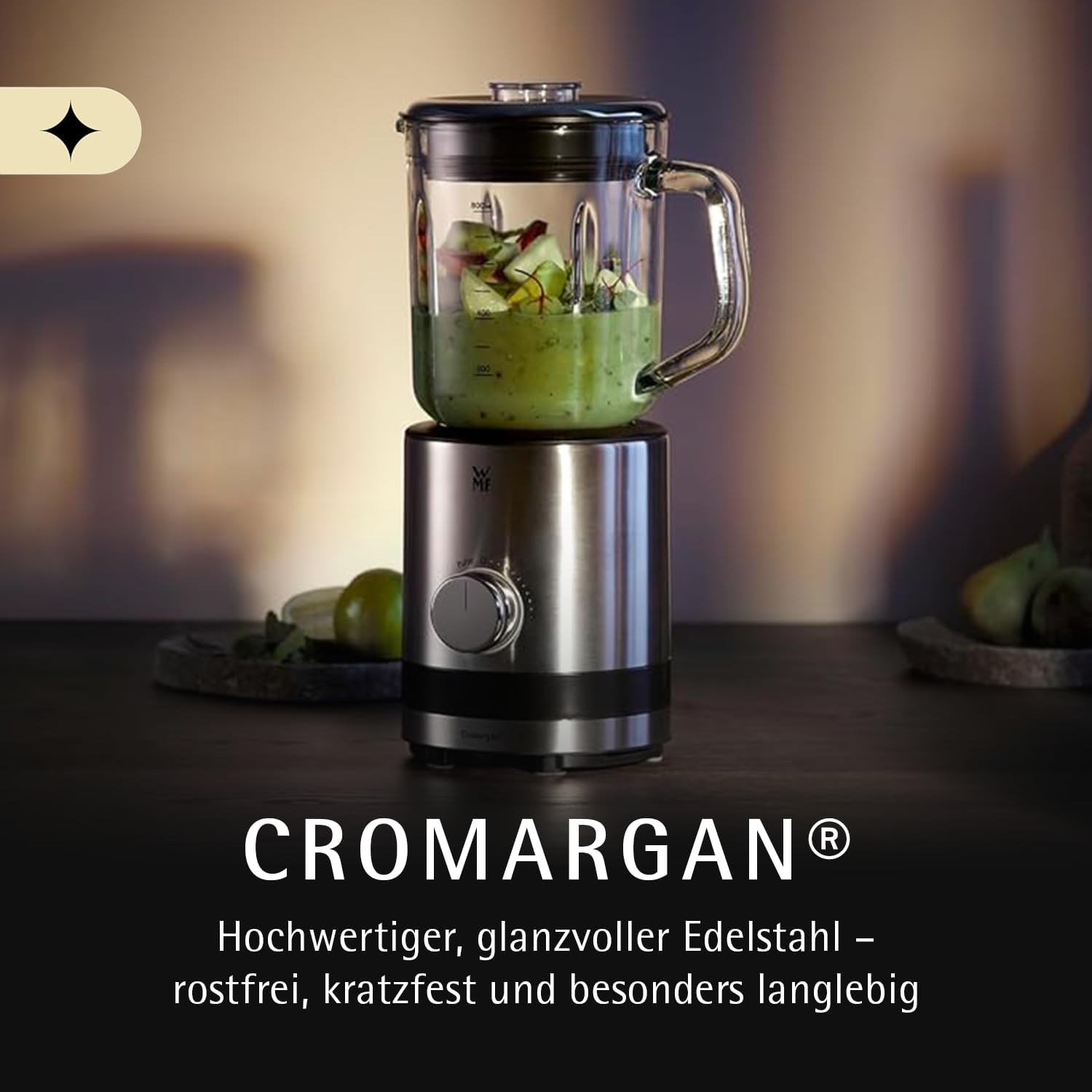 WMF Kitchen Nminis Kompaktmixer, 0,8 l, 400 Watt, Glaskanne, Cromargan Matt/Silber – Bild 4