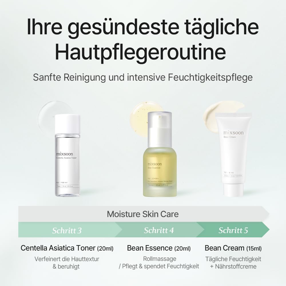 mixsoon Pure Glow Essentials Set – 5-stufige koreanische Glashautroutine für empfindliche Haut, feuchtigkeitsspendendes Hautpflegeset mit Centella und Hyaluronsäure, 5 Artikel – Bild 5