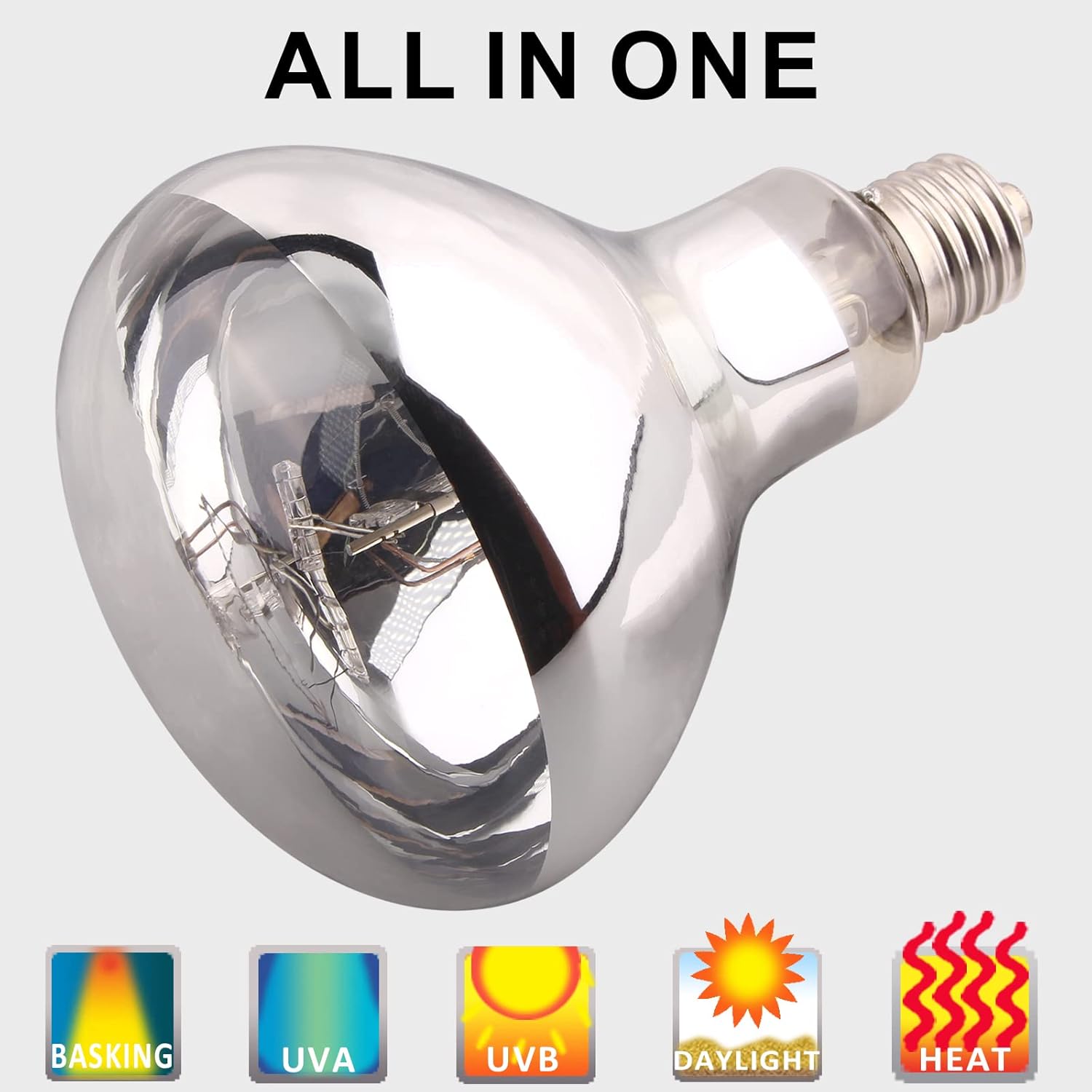 DERNORD UVA UVB Wärmelampe, UV-Lichtlampe, 100 Watt, für Schildkrötenhaus, Gecko, Bartagamen, Terrarium, Solarstrahler, Vollspektrum, Tageslichtlampe, E27-Fassung – Bild 2