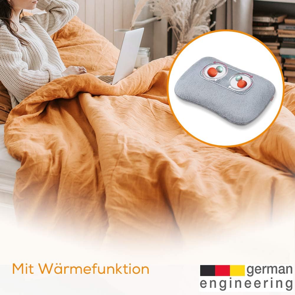 Beurer MG 145 Rücken- und Nackenmassagegerät für eine entspannende Shiatsu-Massage, Wärmefunktion, waschbarer Bezug, 4 Massageköpfe, 34x23x11cm, grau – Bild 6
