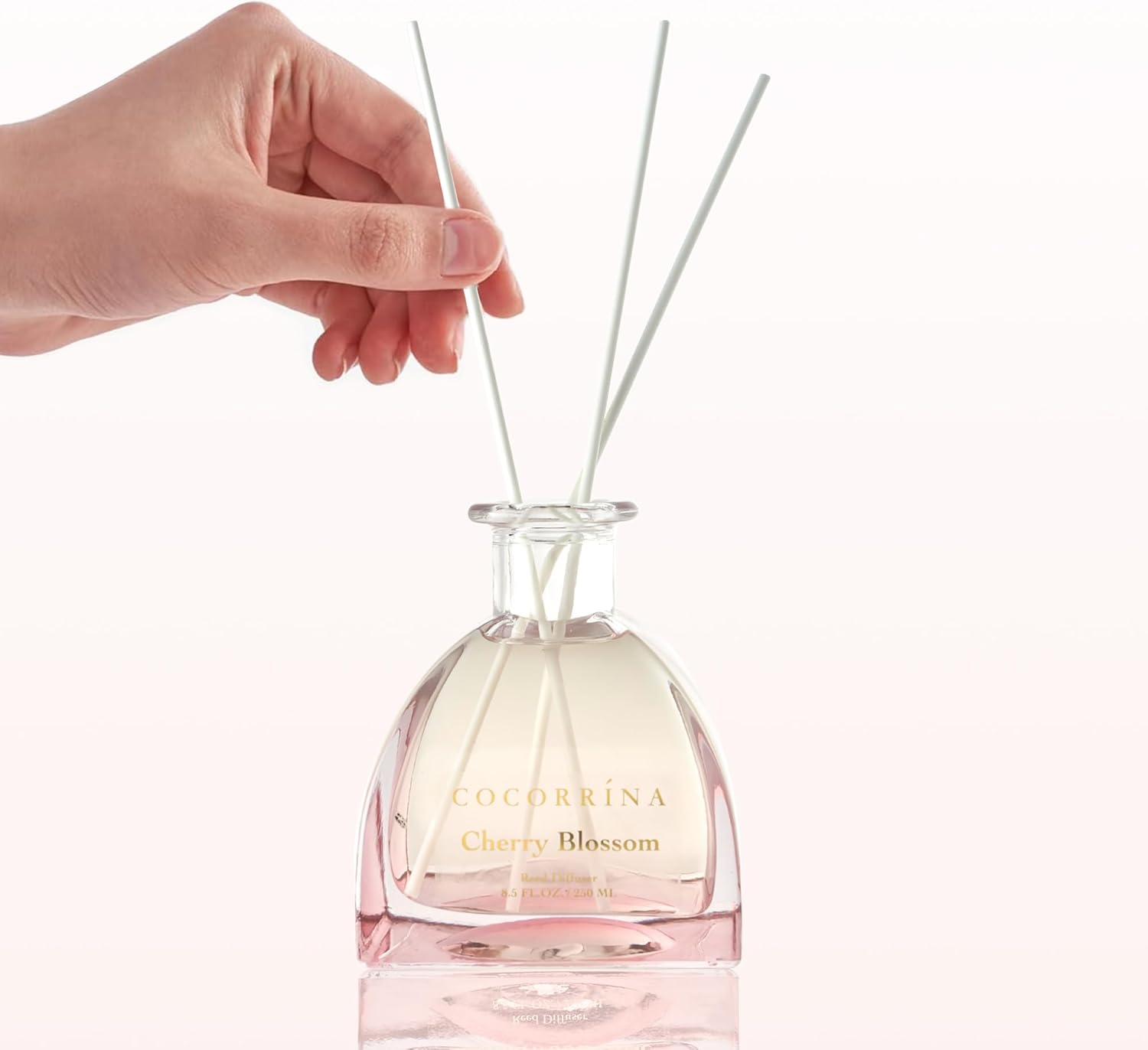 COCORRÍNA Blume 250 ml Raumduft mit 8 Duftstäbchen, Kirschblüte, natürlich, langanhaltend, Raumduft für Wohnzimmer, Schlafzimmer, Badezimmerregaldekor – Bild 3