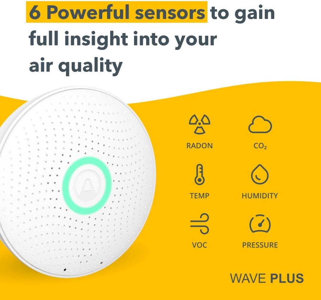Airthings Wave Plus Smart Radon-, CO2- und TVOC-Detektor mit Temperatur-, Luftfeuchtigkeits- und Luftdrucksensoren, batteriebetrieben mit kostenloser App – Bild 5