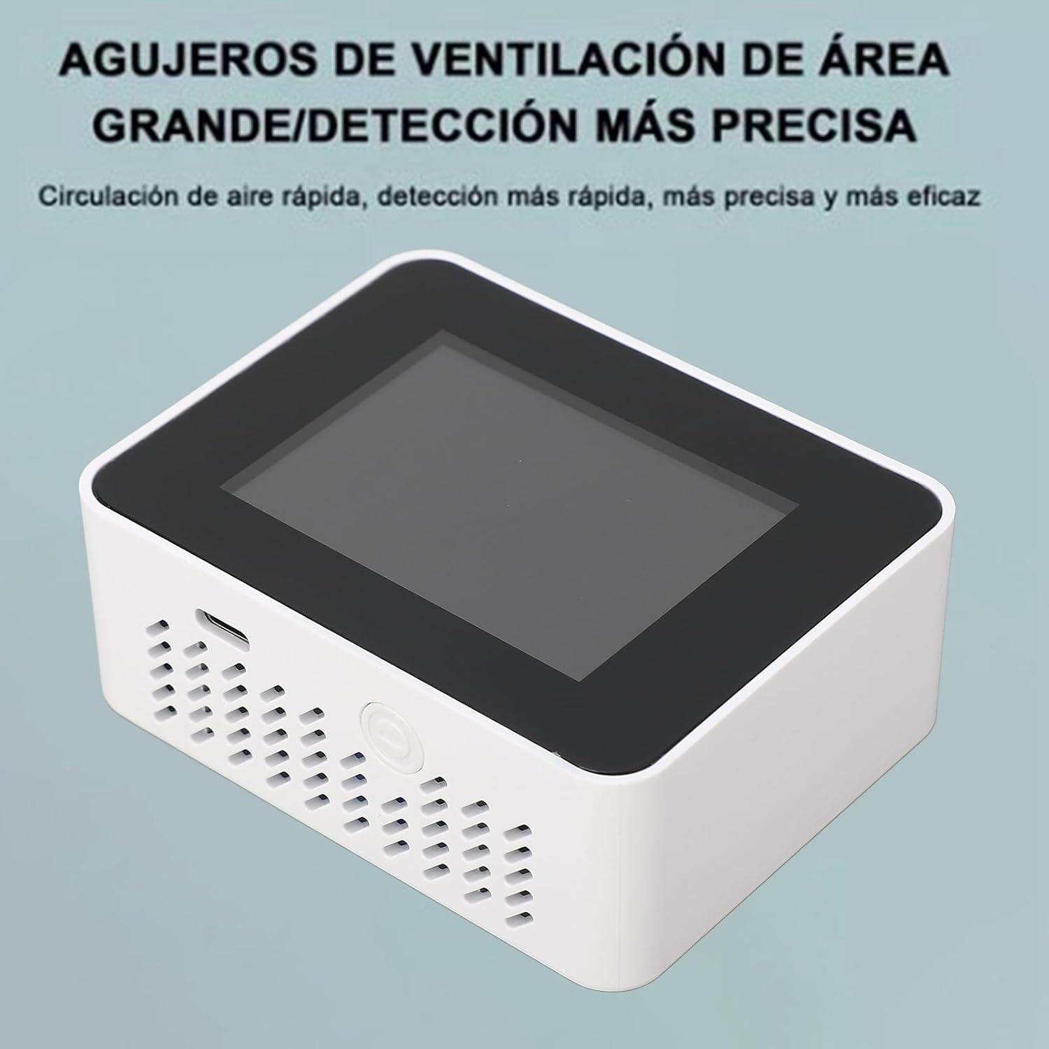 Luftqualitätsmonitor, 5-in-1-Messgerät, CO2-Detektor, Monitor, Echtzeit-Kohlendioxid-Erkennung, HCHO TVOC Temp Humi ABS, für Zuhause, Büro, Klassenzimmer, 8,9 x 3,6 x 7,1 cm – Bild 2