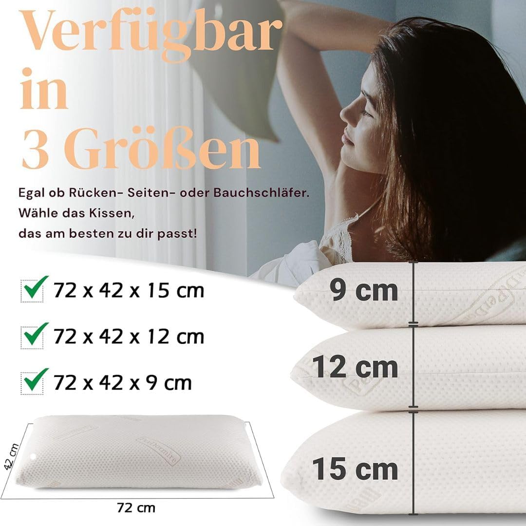 Nackenkissen 72 x 42 x 12 cm – Orthopädisches Kissen mit druckentlastendem Memory-Schaum, ergonomisches Kissen für Bauch-, Rücken- und Seitenschläfer. Kissen für Nackenprobleme – Bild 4