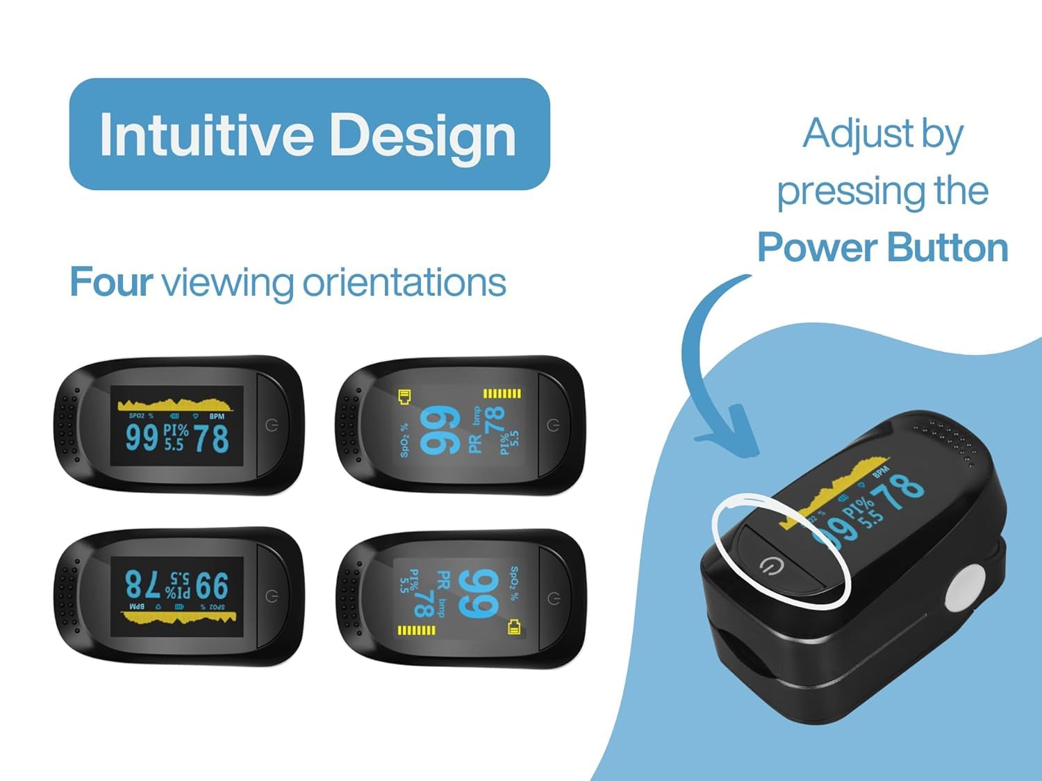 Pulsoximeter, Fingerpulsoximeter, ideal zur schnellen Messung der Sauerstoffsättigung (SpO2), einfacher Herzfrequenzmesser für Erwachsene – OLED-Display (A, 3 Stück) – Bild 2