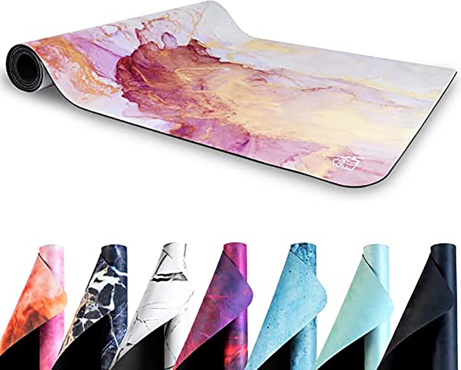 Fitnessmatte, Yogamatte, Gymnastikmatte, 183 cm x 68 cm x 4 mm, aus umweltfreundlichem Naturkautschuk und rutschfest mit Design und Tragegurt.
