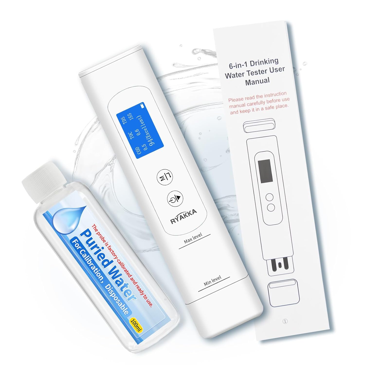 6-in-1-Smart-Trinkwassertester mit 4-stufiger Bewertung, TDS- und EC-Messgerät für TOC, CSB, UV275 und Temperatur, schnelle Wasserqualitätsanalyse für Haushalt, Wasserfilter, Outdoor und Camping