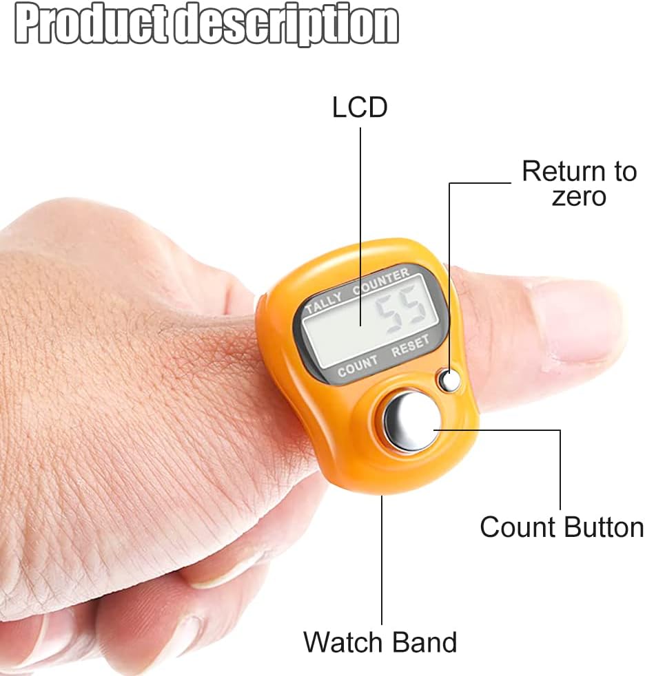 Foreverup Elektronischer Fingerzähler, 4 Stück, Mini-Handzähler, Reihenzähler, Stricken, digitaler Fingerzähler, Clicker, Reihenzähler mit rücksetzbar für Sport, Golf, Stricken, Weben – Bild 3