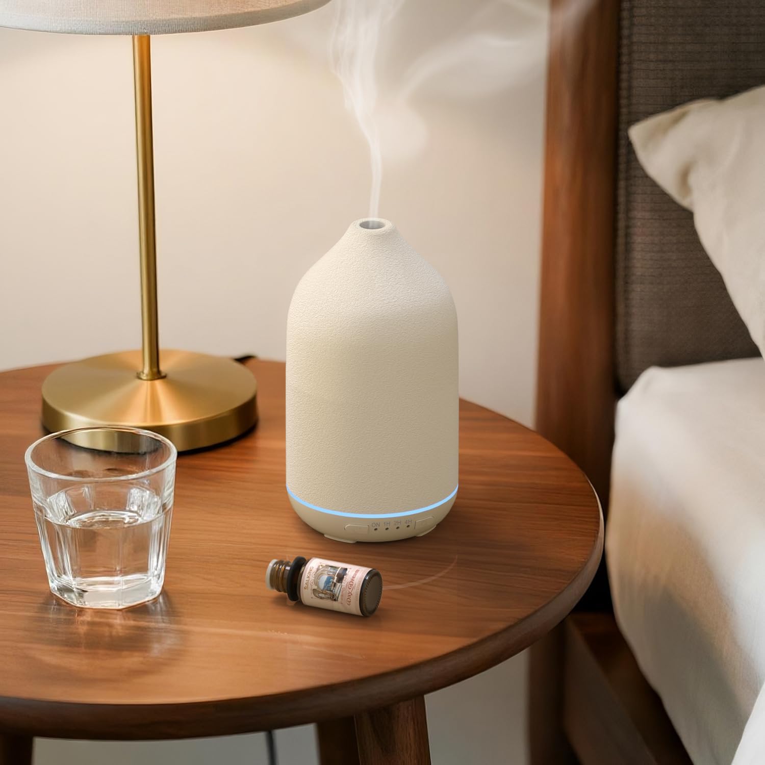 SALKING Aroma-Diffusor, Keramik-Diffusor für ätherische Öle – Duftöl-Duftdiffusor, Ultraschall, BPA-frei, mit einstellbarem Nebelmodus, automatische Abschaltung, leise, für Zuhause, Büro, Yoga, 200 ml, Weiß