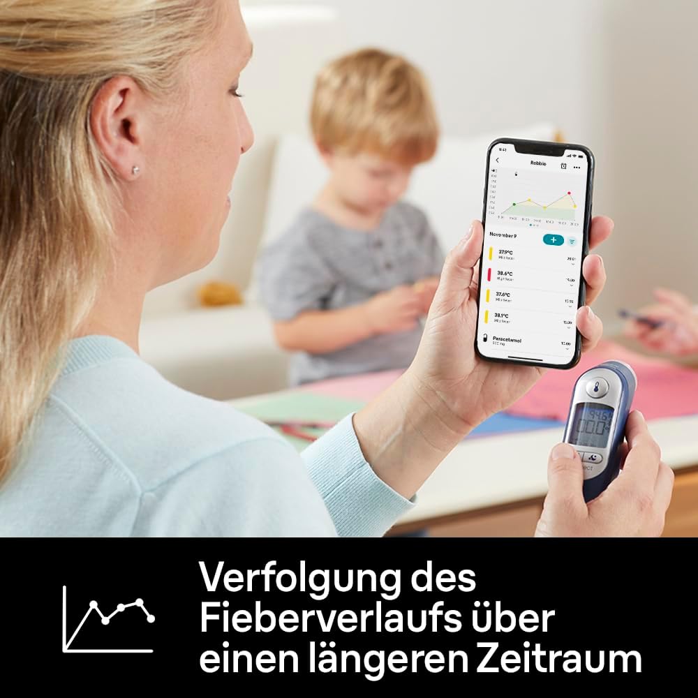 Braun ThermoScan 7+ Connect Ohrthermometer, kompatibel mit der Braun Family Care App, Age Precision-Technologie, farbcodiertes Digitaldisplay, Baby- und Kleinkinderfreundlich – Bild 4
