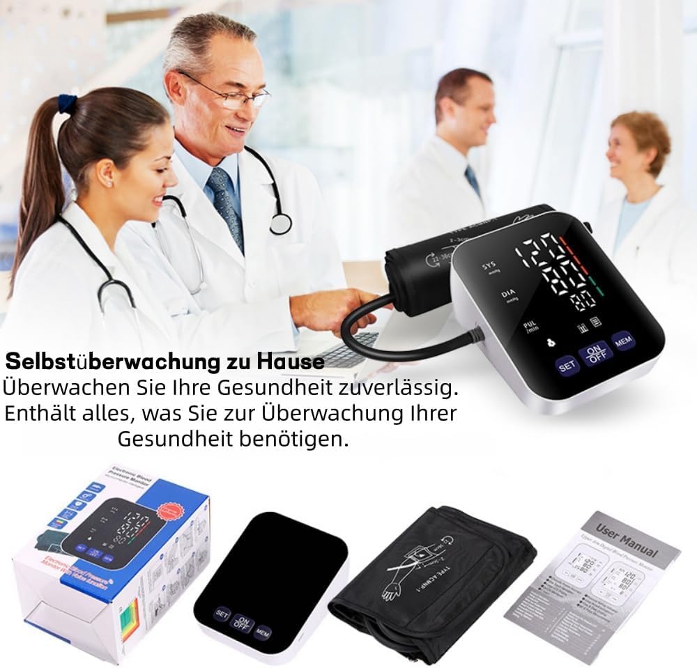 Blutdruckmessgerät Oberarm V8 Ultra, Blutdruckmessgerät Automatisches Oberarm-Blutdruckmessgerät mit Manschette, LED-Anzeige, kompakt und tragbar, für den Heimgebrauch und auf Reisen – Bild 2