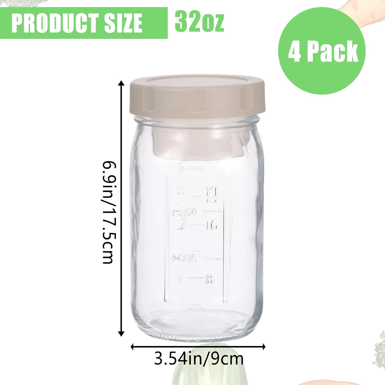 4 Meal-Prep-Gläser-Set mit Deckel, Salatbehälter, 1 Liter vertikale Schichtung, auslaufsichere Einmachgläser für Zuhause und Reisen für frische Salate, Marmelade, Overnight Oats und Mittagessen – Bild 2