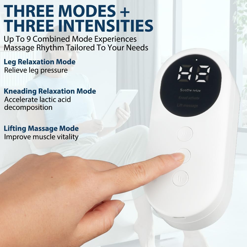 Wadenmassagegerät, Beinmassagegerät, Heißdruckmassagegerät für müde und verspannte Beine, Schmerzen und Durchblutung, Massagegeräte mit 3 Intensitäten und 3 Modi – Bild 3