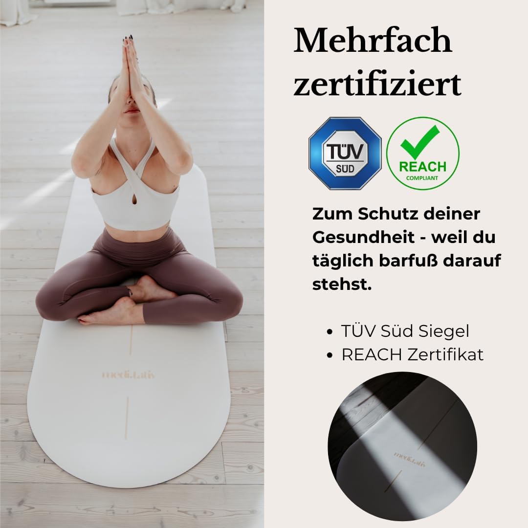 Ovale Yogamatte & Pilatesmatte in Kapselform, 190 x 68 x 0,42 cm, gelenkschonend, rutschfest & biologisch abbaubar, inklusive Tragegurt, TÜV geprüft & REACH zertifiziert – Bild 7