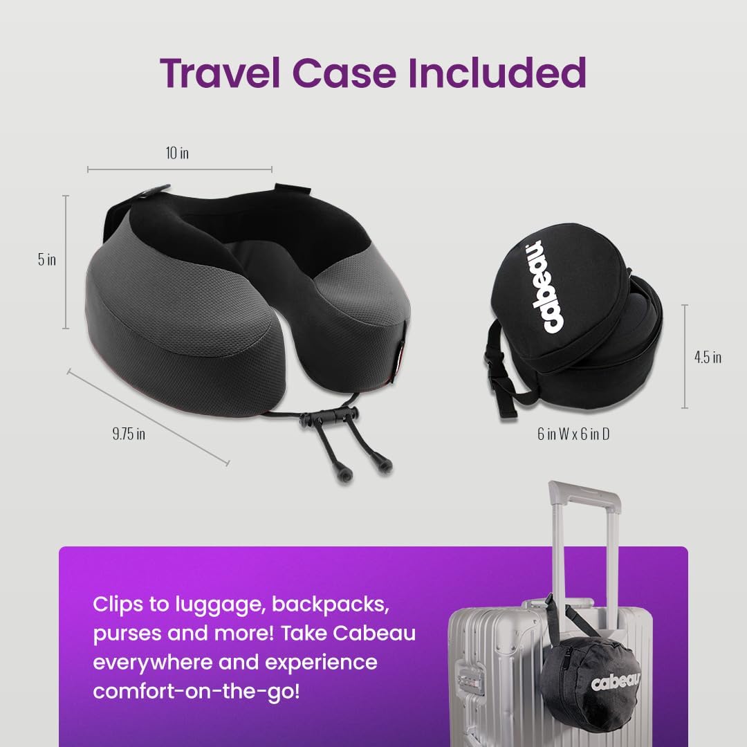 Cabeau Evolution S3 Reisekissen – lässt sich mit Gurten am Flugzeugsitz befestigen – sorgt dafür, dass Ihr Kopf nicht nach vorne fällt – entspannen Sie sich mit weichem Memory-Schaum – schnell trocknender Stoff hält Sie kühl und trocken (Indigo) – Bild 4