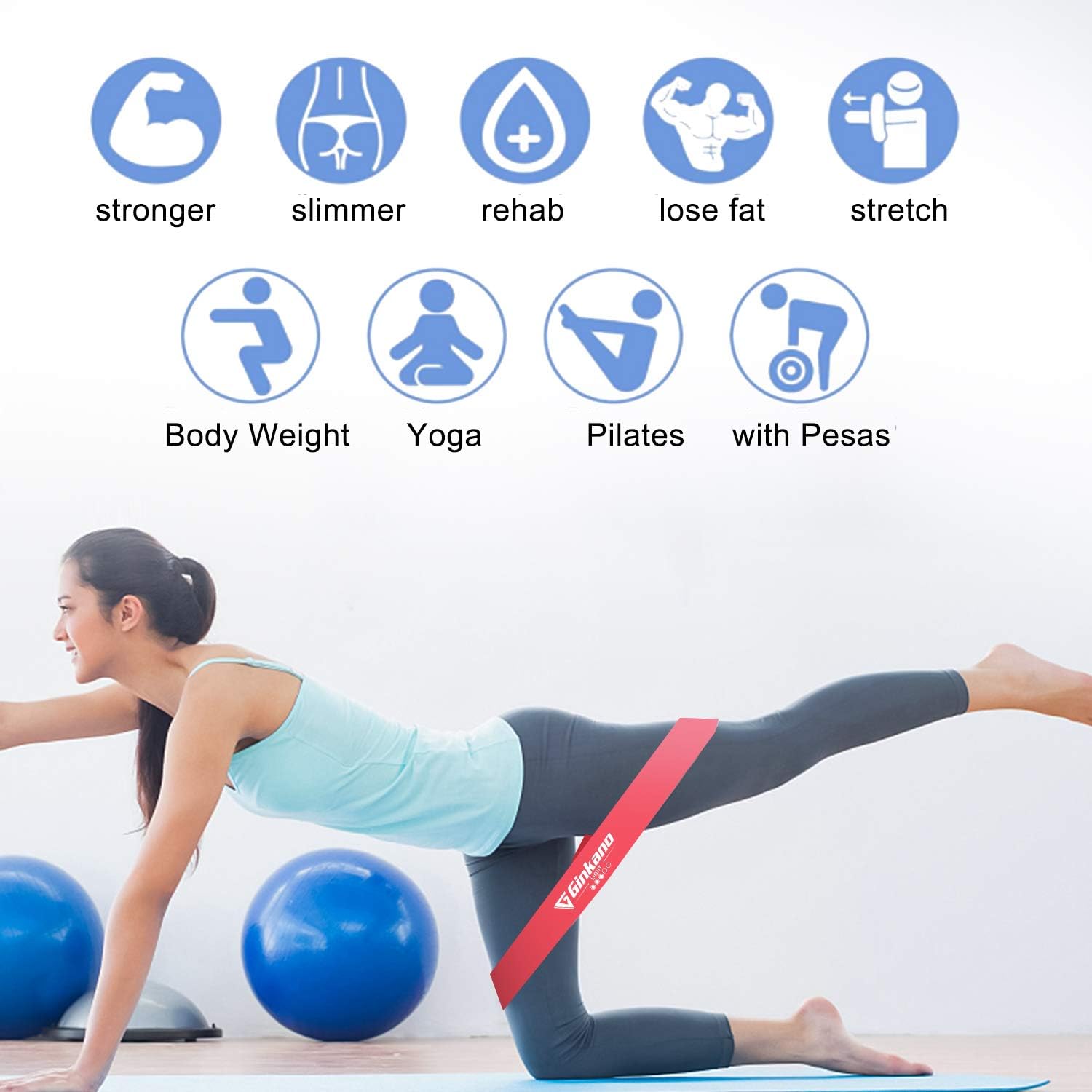 5er-Set Fitnessbänder Widerstandsbänder,Fitnessband mit Bungsanleitung auf Deutsch & Tragebeutel Resistance Bands Gymnastikband aus Latex Für Muskelaufbau Pilates Yoga – Bild 5