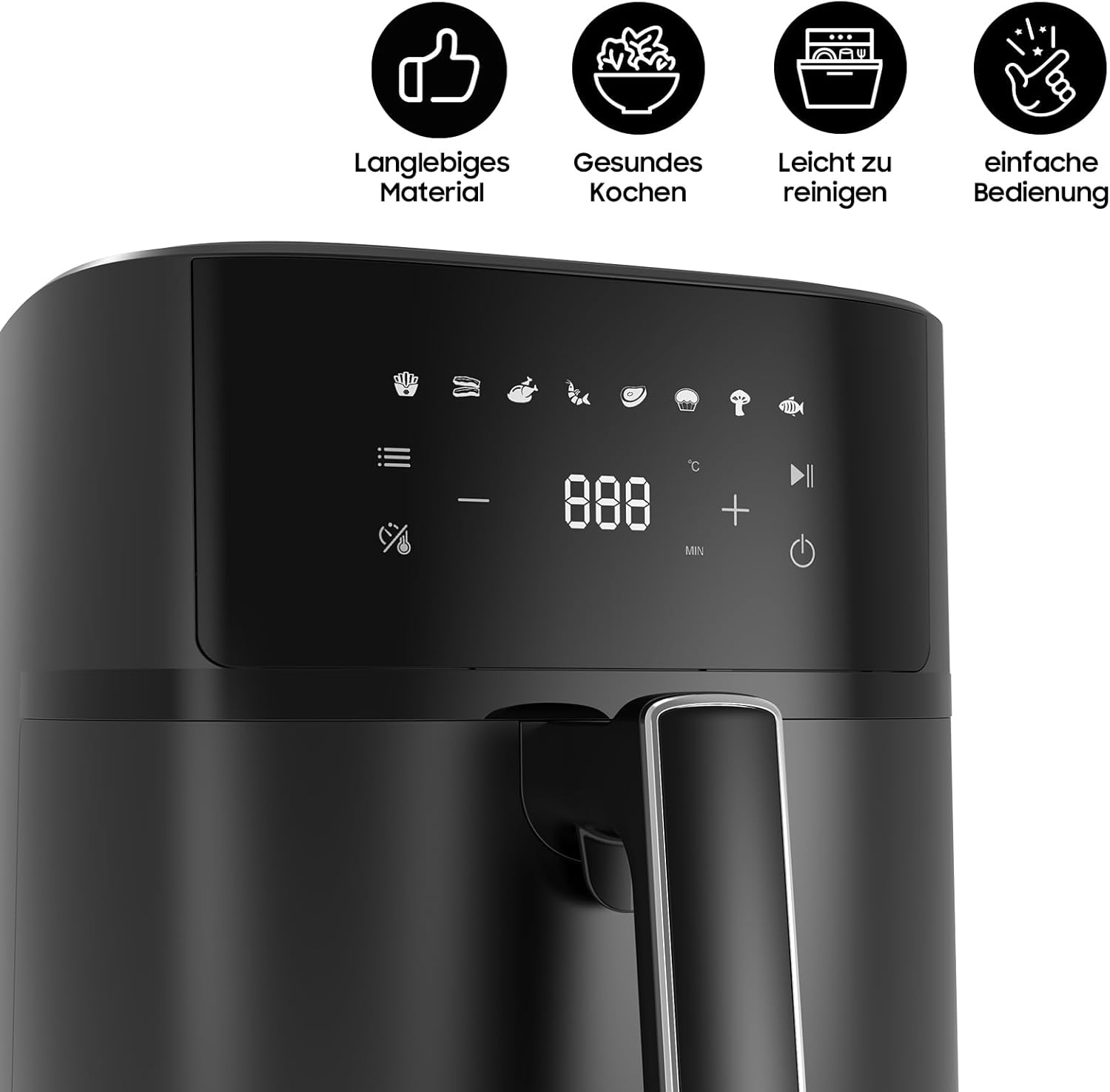 Heißluftfritteuse 6,5 L Airfryer XL – 1700 W Fritteuse ohne Öl mit Metallinnenraum | Heißluftfritteuse, Heißluftfritteuse, 8 Programme, digitales LED-Display, Timer, benutzerfreundlich, 80–200 °C, Rezeptbuch – Bild 5