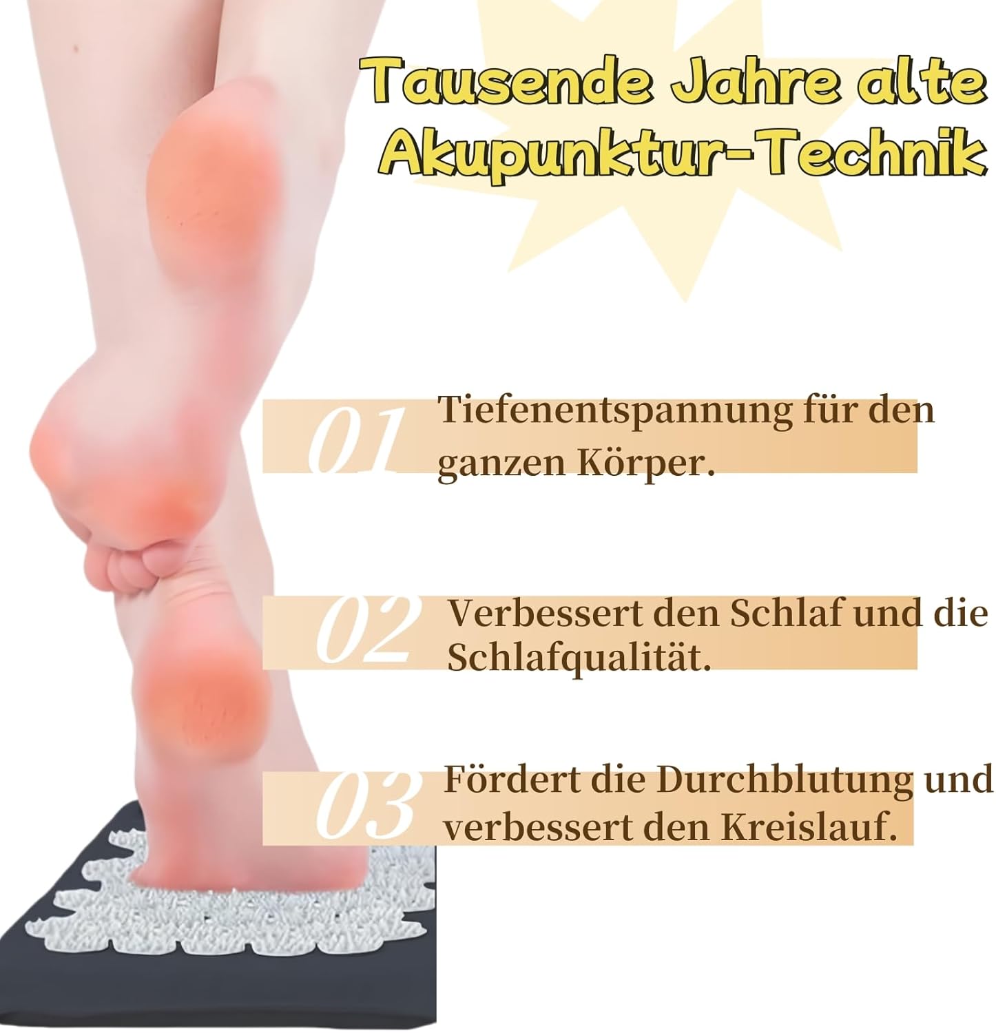 2 x 33 cm große Akupressurmatte für Füße und Rücken – medizinisches Nagelbrett mit 110 ABS-Spitzen, waschbare Faszienmatte mit Aufbewahrungstasche – Bild 4
